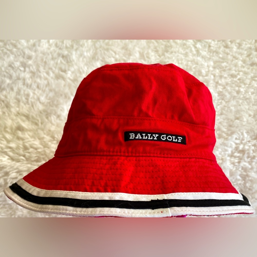 BALLY GOLF Red BUCKET HAT 100% cotton SWISS GOLF TACHNOLOGY Unisex